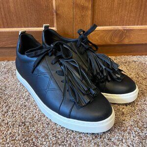 Heather's Closet Black Faux Leather Fringe Sneakers